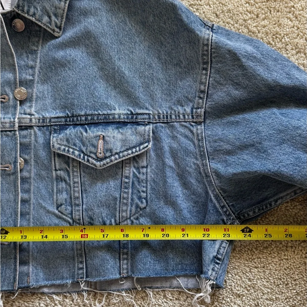 Zara Blue oversized Cropped Denim Jacket - Picture 8 of 9